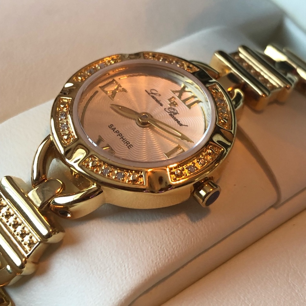 Lucien Piccard Diamond Watch in Gold Plate. New in Box!